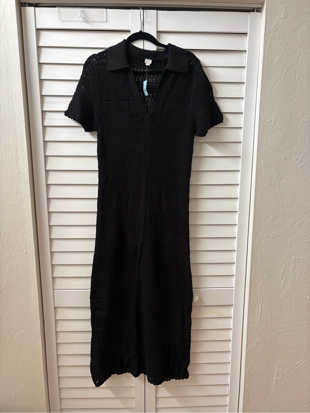 NWT LOFT Beach Black Crochet Short Sleeve Maxi Dress Size XLP